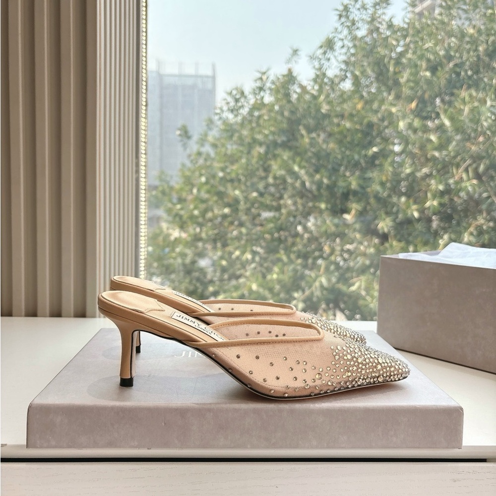 Jimmy Choo Nude Crystal-Embellished Pointed Mule - Picture 9 of 9